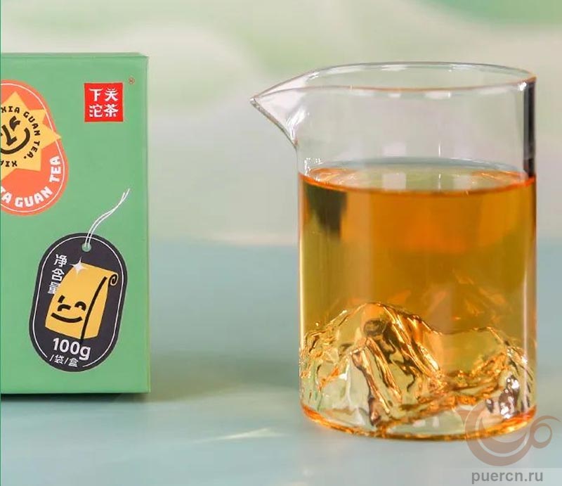 Ся Гуань Гуаньсинь Ча Шай Цин, зеленый чай, 357 гр, 2023 г., чайный настой